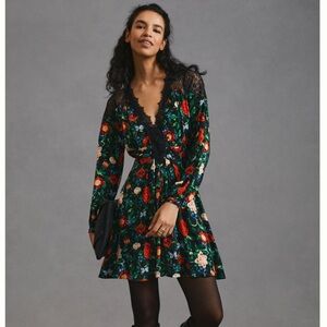 Anthropologie Lacy V-Neck Mini Dress